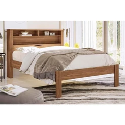 Cama de Casal Invicta com Baú + 2 Nichos Jatoba/Atacama