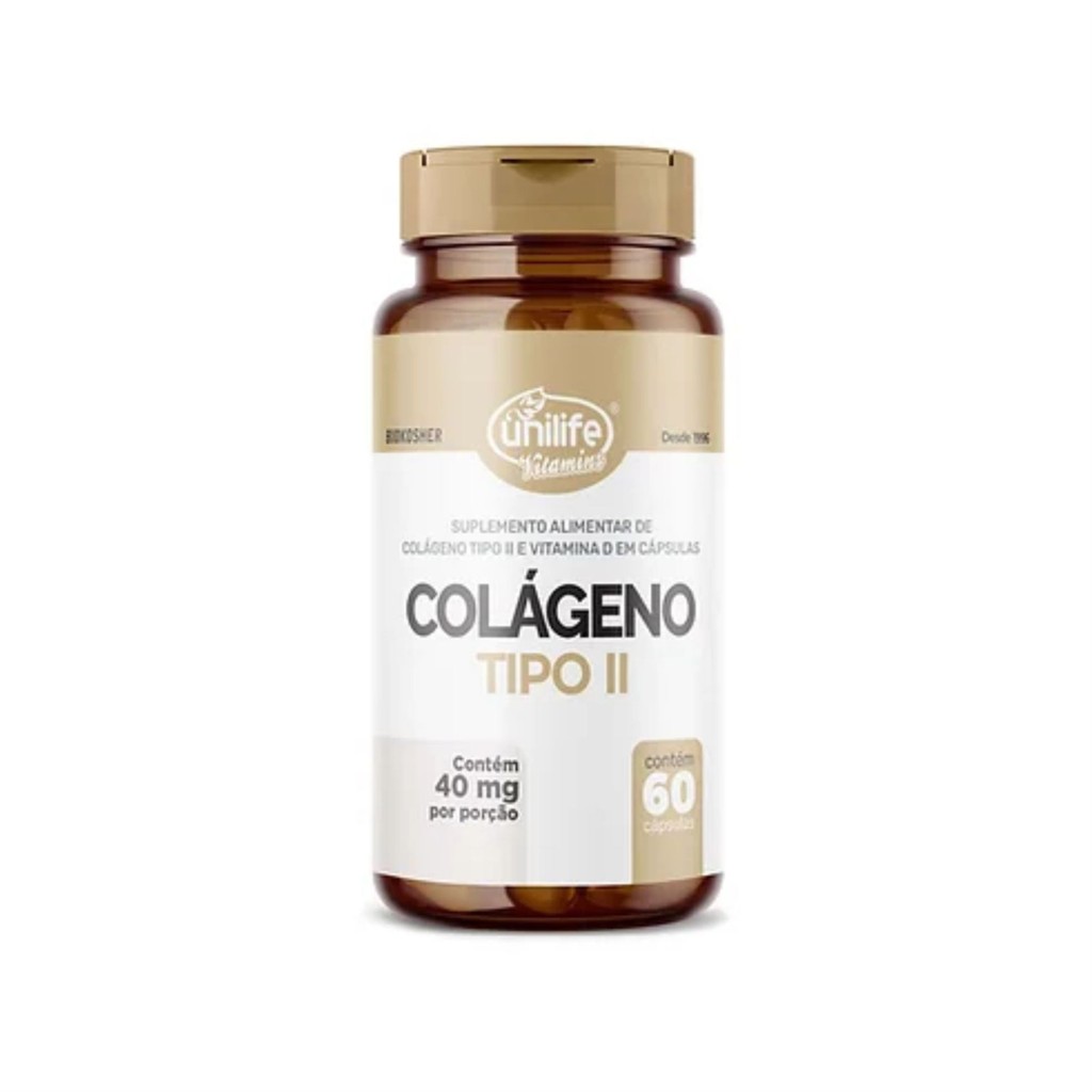 Colágeno Tipo II e Vitamina D 40mg com 60 cápsulas - Unilife