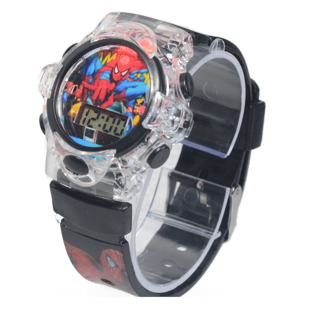 Relógio Infantil Menino Homem Aranha Vingadores Com Luz e Som Led em Oferta na Shopee