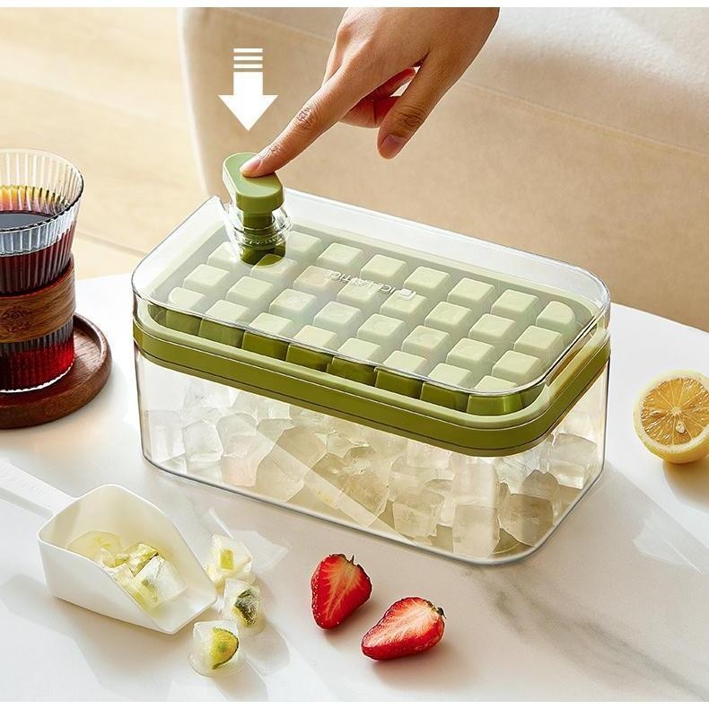 Forma De Gelo Pressão DUPLA 64 Cubos De Gelo Plástico Com Caixa De Armazenamento Doméstico