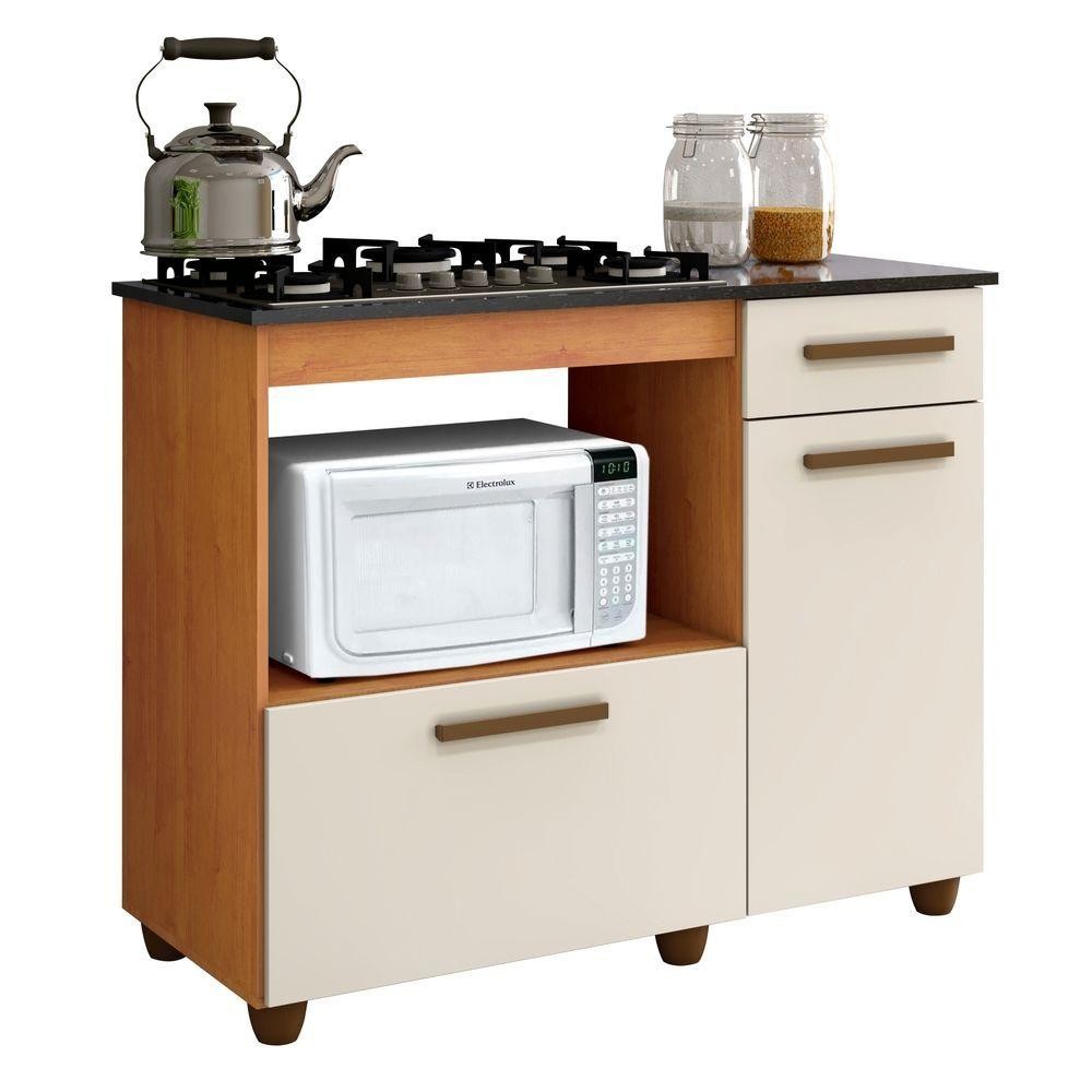 Balcão Para Cooktop 4 Bocas E Forno 2 Portas 1 Gaveta Violeta Nature/Off White - Home & Living
