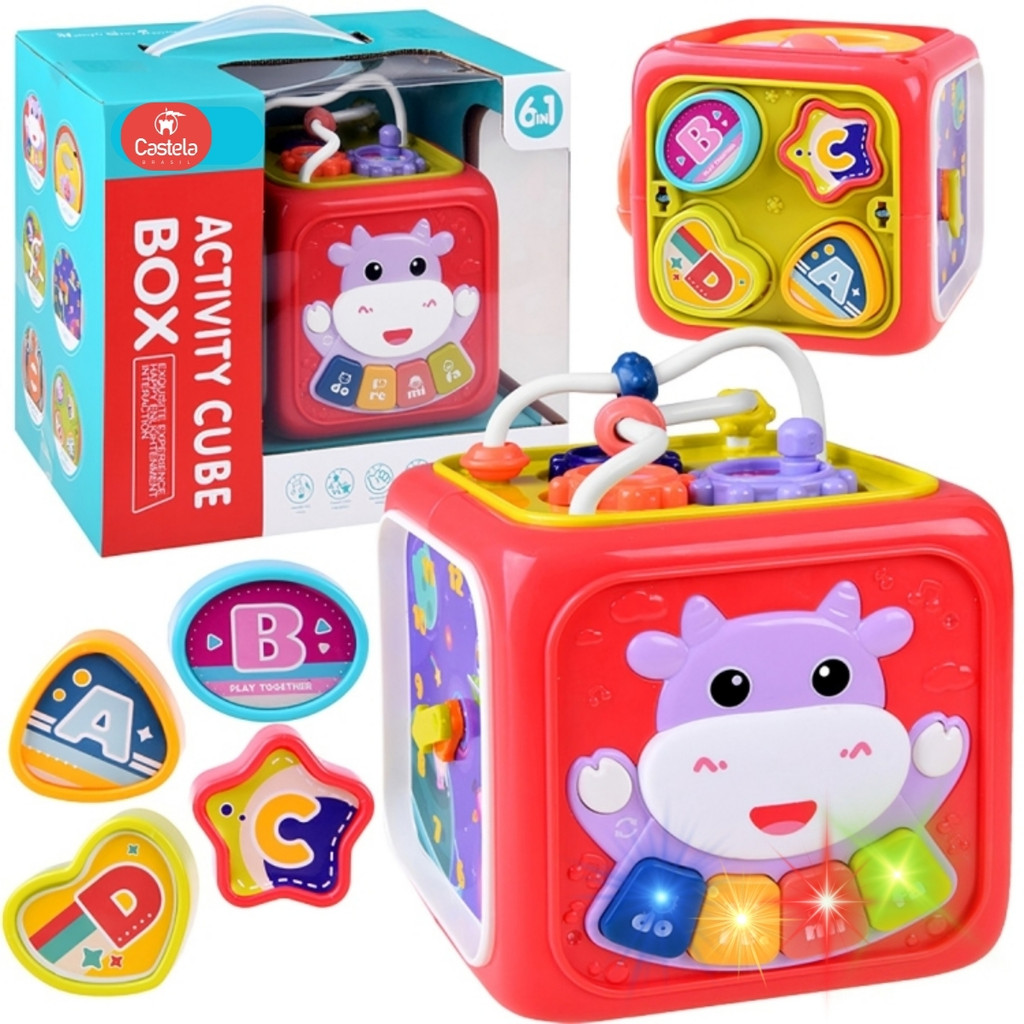 Cubo de Atividades Infantil 6 em1 Educativo C/ Sons e Luzes CBS0330A - Castela Brasil em Oferta na Shopee