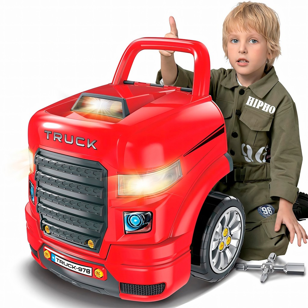 Brinquedo Caminhão Master Motor Truck com Acessórios Realistas Monta E Desmonta Dm Toys
