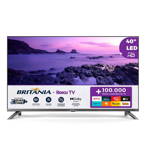 Smart TV 40 BTV40M9GR2CGB Full HD LED Dolby Audio Roku TV Britânia - Home Appliances