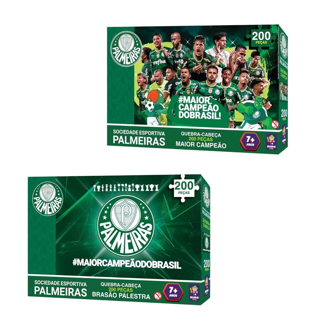 Kit com 2 Quebra Cabeças Puzzle Coleção Futebol Palmeiras 200 Peças Mimo Toys Jogo Colecionável em Oferta na Shopee