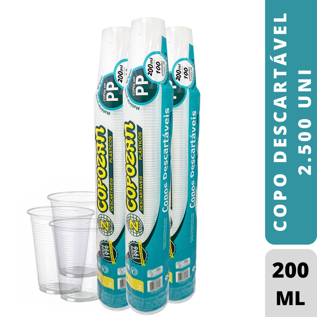 Copo 200Ml Descartável Pp Cx 25X100 2.500 Unidades