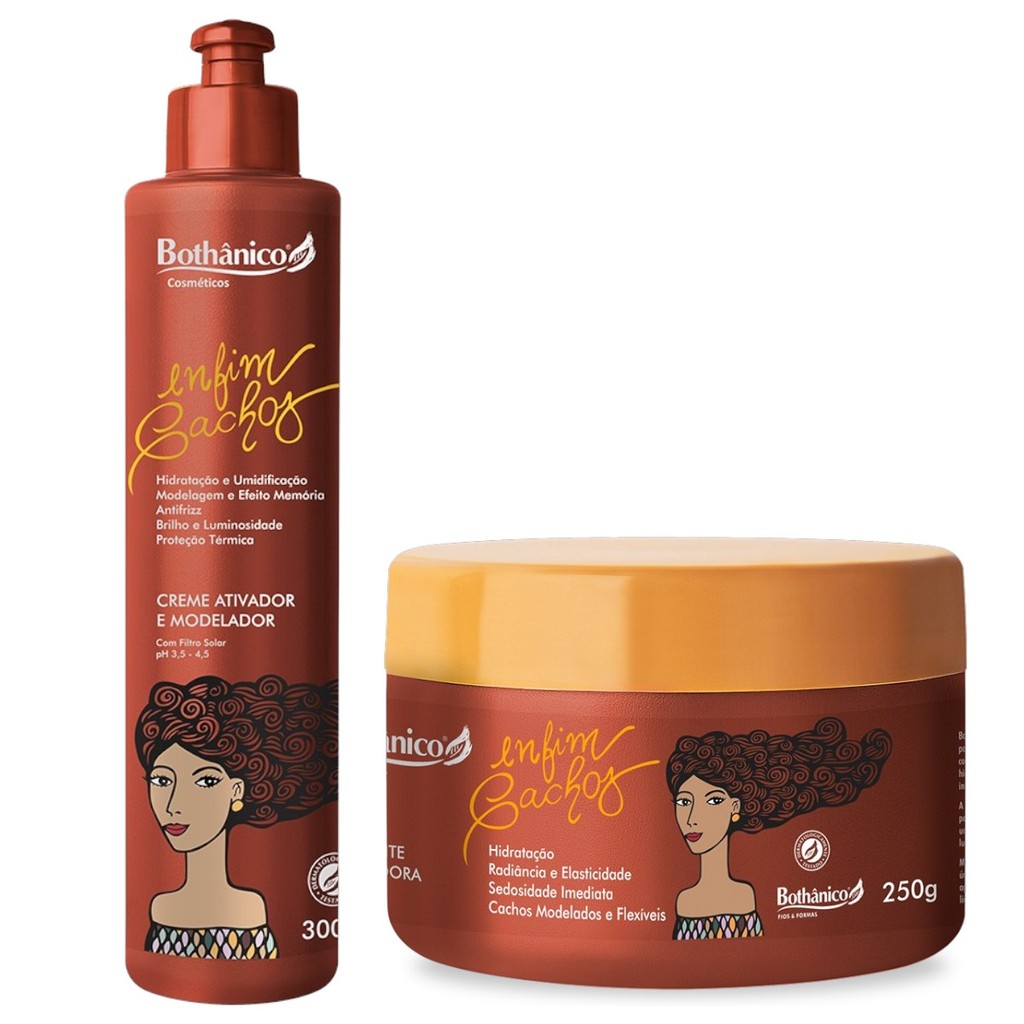 Kit Enfim Cachos Máscara 250g + Creme Ativador E Modelador 300ml Bothanico