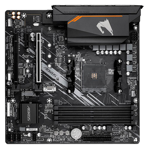Detalhes do Placa Mãe Gigabyte B550M AORUS Elite, Chipset B550, AMD AM4, mATX, DDR4