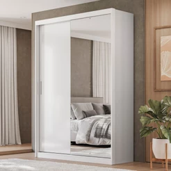 Guarda-Roupa Solteiro Riva 2 Portas 4 Gavetas Com Espelho - Demóbile