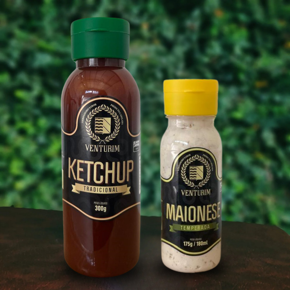 Ketchup Maionese Temperada 290g 300g Venturim Artesanal Receita Lanche Petiscos Molho Tomate Cremoso