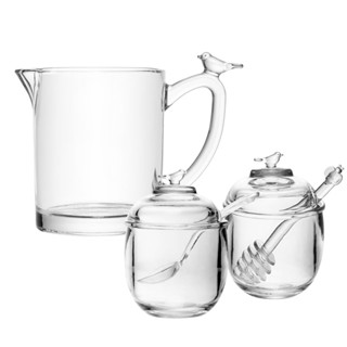 Kit Leiteira 250ml, Açucareiro e Meleira de Cristal Bird - Wolff em Oferta na Shopee