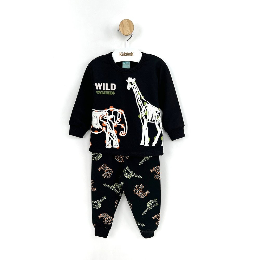 Pijama Menino Moletom Blusão e Calça Animais Esqueleto Brilha no Escuro - Kyly - Baby & Kids Fashion