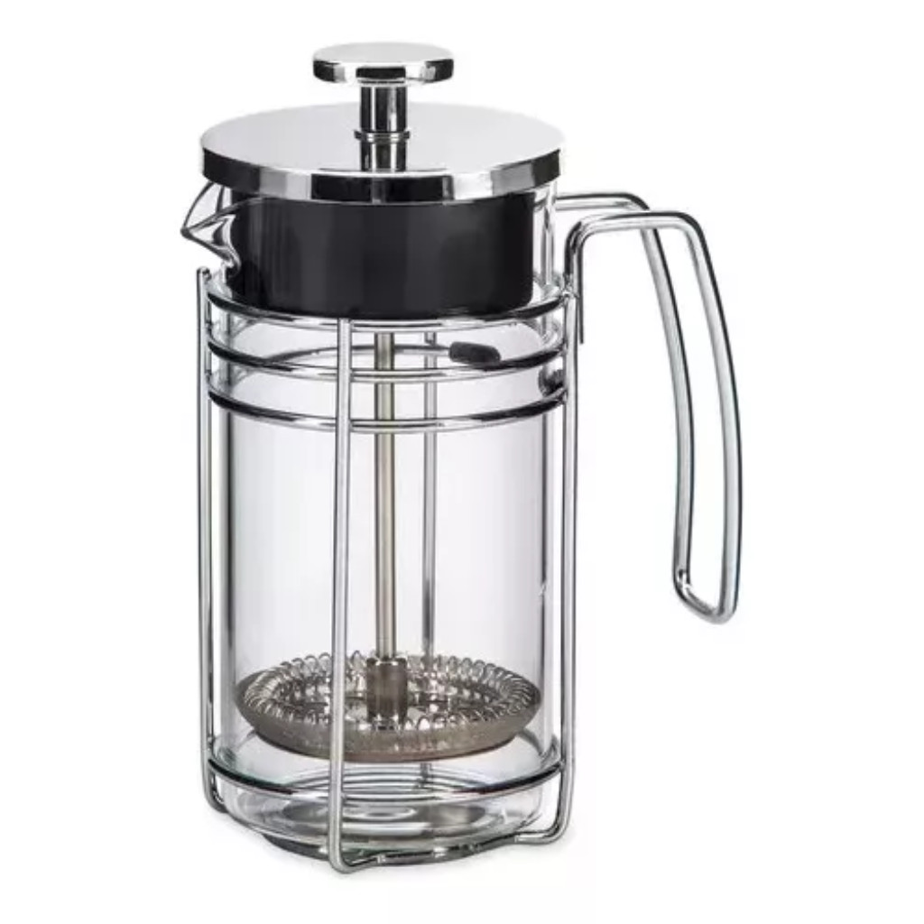 Cafeteira Francesa em Vidro e Aço Inox 350ml Prateada
