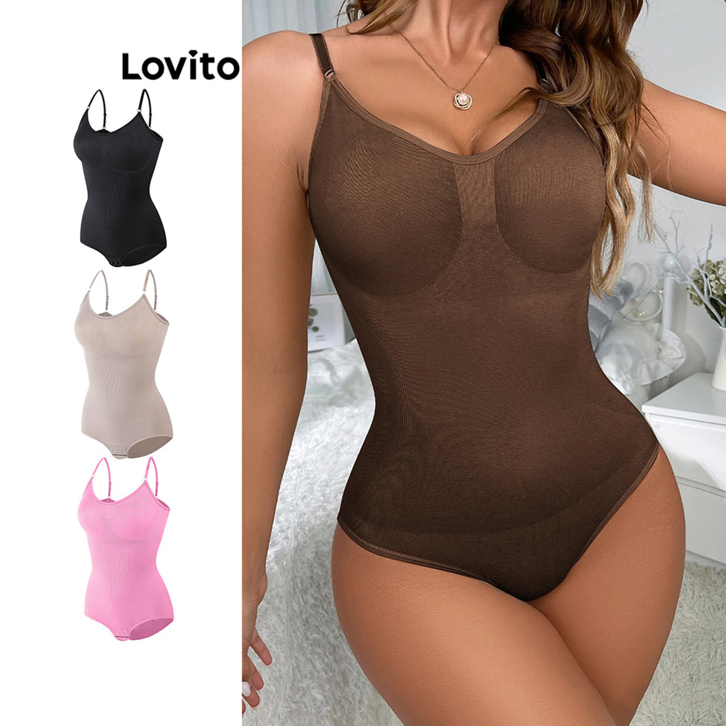 Lovito Modelador Elegante Verão/Primavera Aperta O Modelador De Abdômen Para Mulheres LNL6...