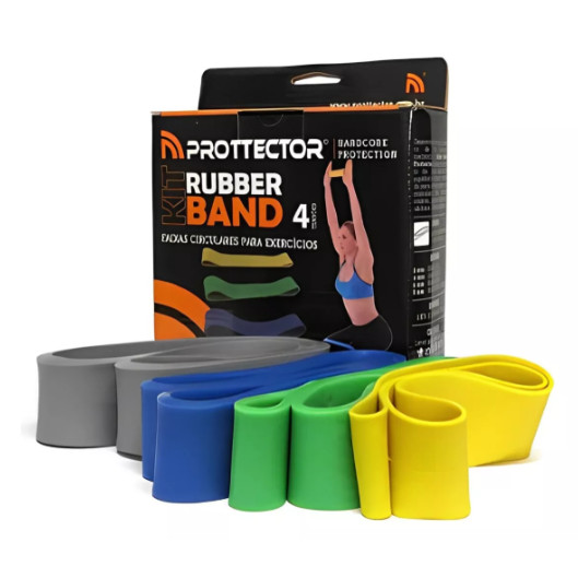 Kit c/ 4 Rubber Band Faixa Elástica Pilates Fisio Prottector