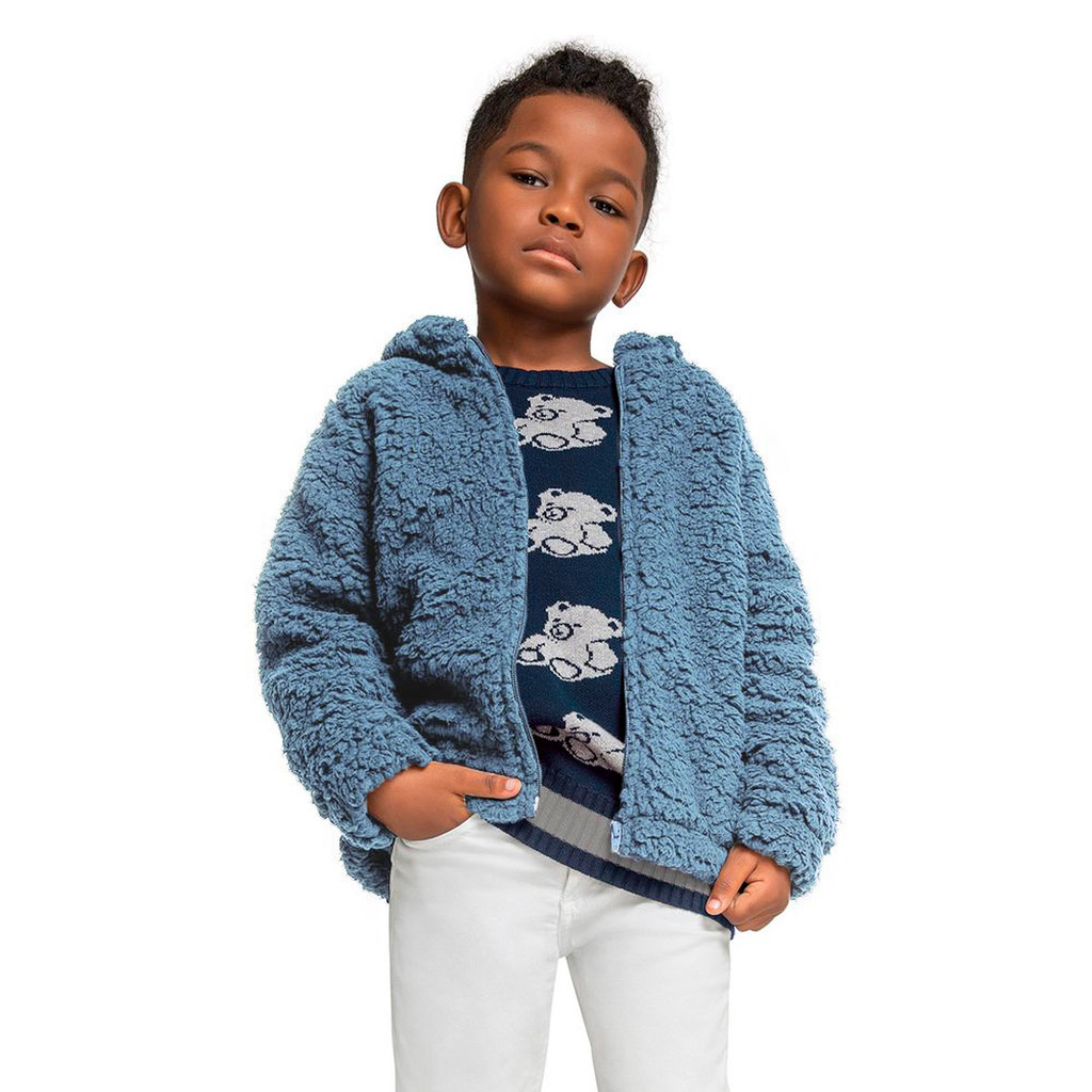 Jaqueta Infantil Menino Urso Inverno Fleece Inverno Luxo