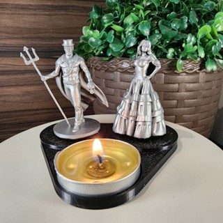Imagem Exu Tranca Ruas e Pombagira Resina 5cm + Kit de Altar, Vela e Adaptador Para Incensos em Oferta na Shopee