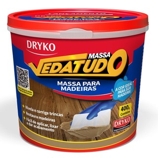 Massa para madeira reparo e calafetação 400 g - Vedatudo Dryko em Oferta na Shopee