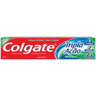 Creme Dental Colgate Tripla Ação Menta Original com 90g em Oferta na Shopee