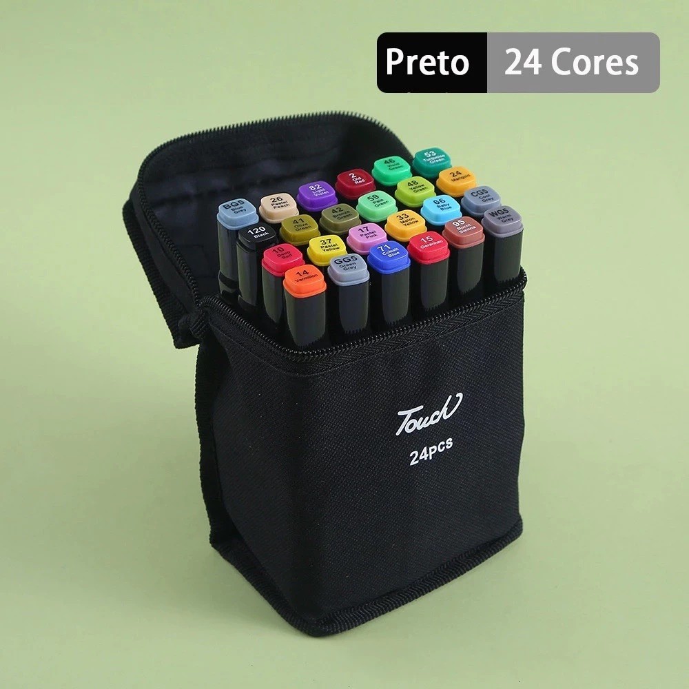 24 peças Caneta Marcadora De Ponta Dupla Conjunto De Canetas De Aquarela Especial Para Cri...