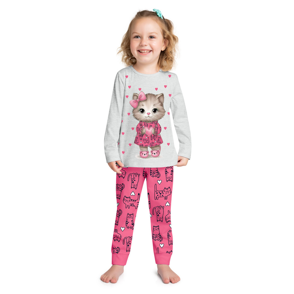 Pijama Longo Em Malha 100% Algodão Infantil Menina - Kyly