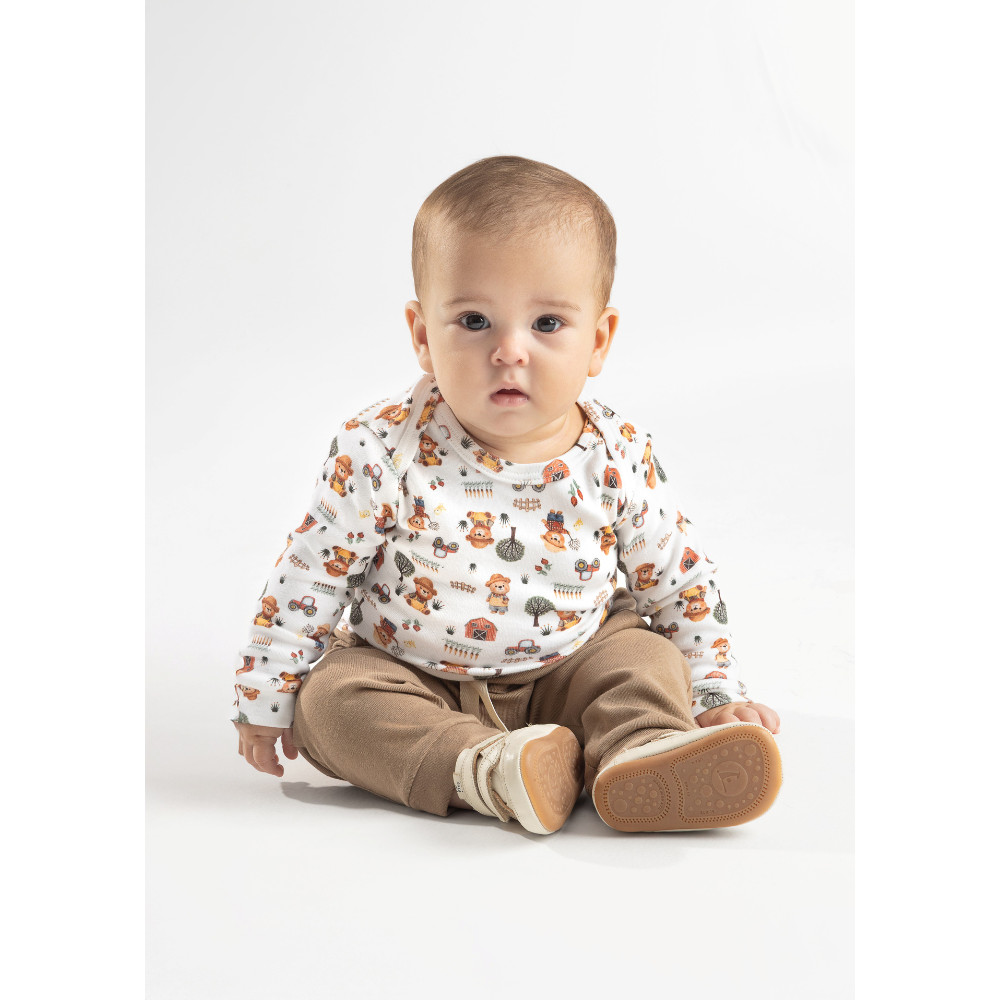 Roupa de Bebê Menino Conjunto Body Manga Longa Americano Fazendinha Calça Saruel Inverno