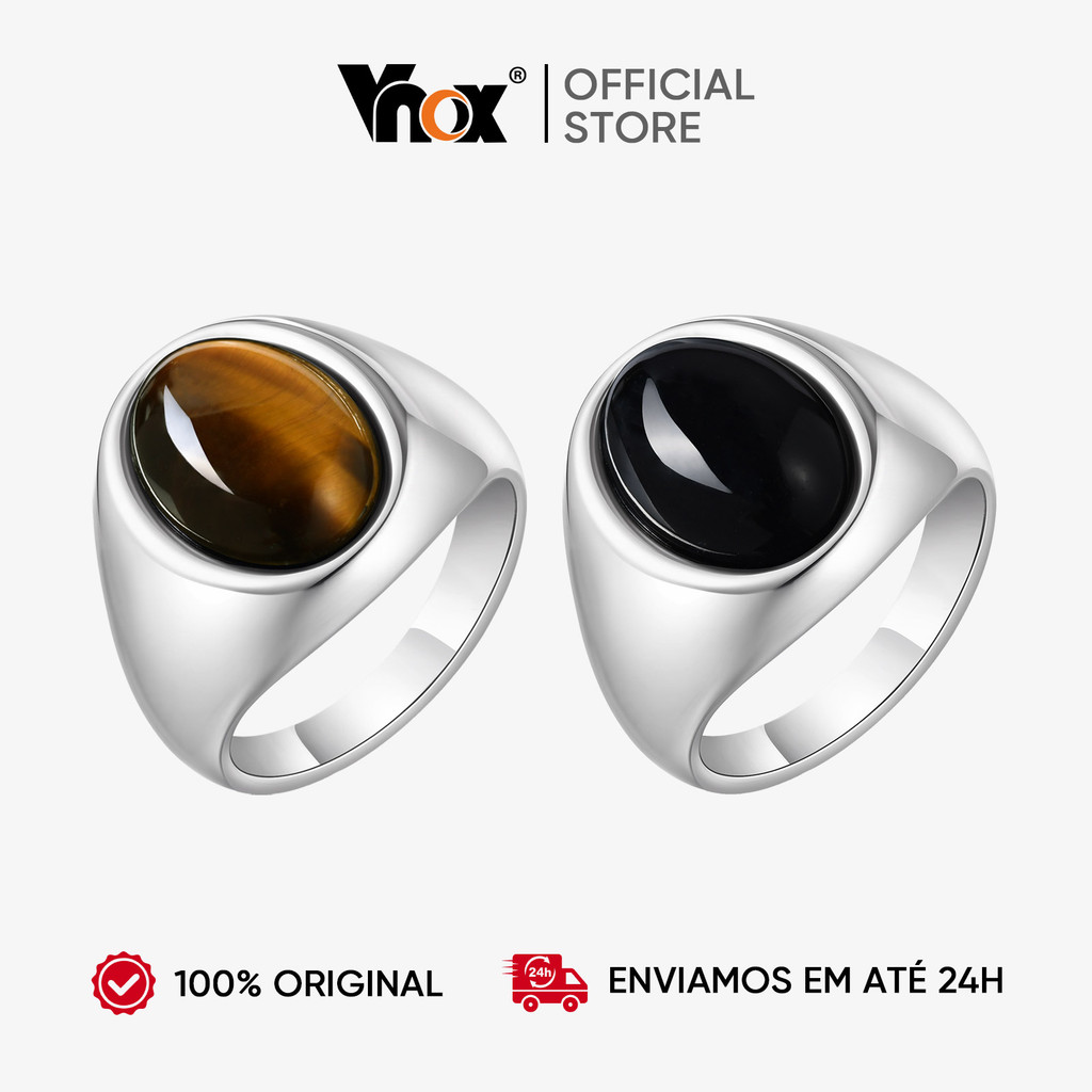 Anéis De Ônix Ovais Vnox Para Homens , Faixa De Dedo De Aço Inoxidável De Pedra