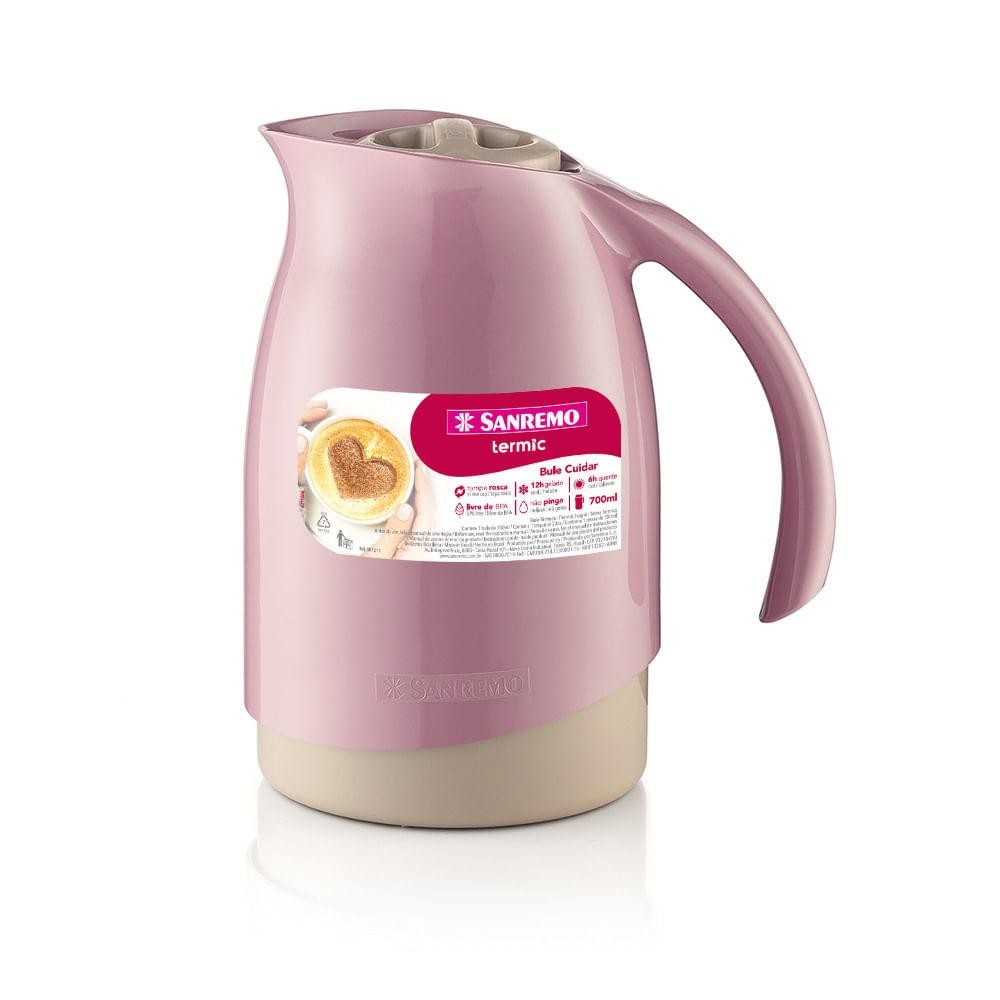Bule Térmico Plástico Cuidar Rosa 700ml Termic Sanremo em Oferta na Shopee