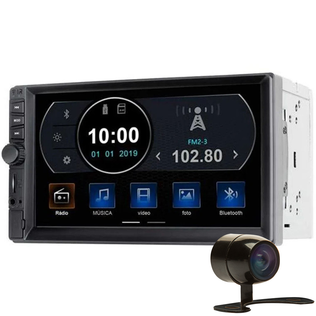 Kit Central Multimídia Evolve TV MP5 TV Digital 7 4X45W Mirror Link Android e IOS GP345+Câmera de ré em Oferta na Shopee