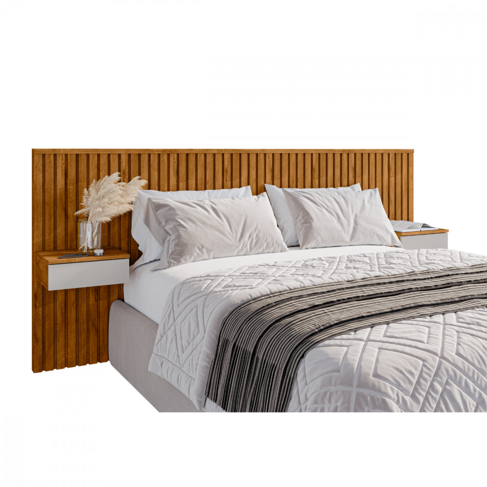 Cabeceira para Cama Casal ou Queen Columbia Ripado Naturalle Off White Bechara - Home & Living