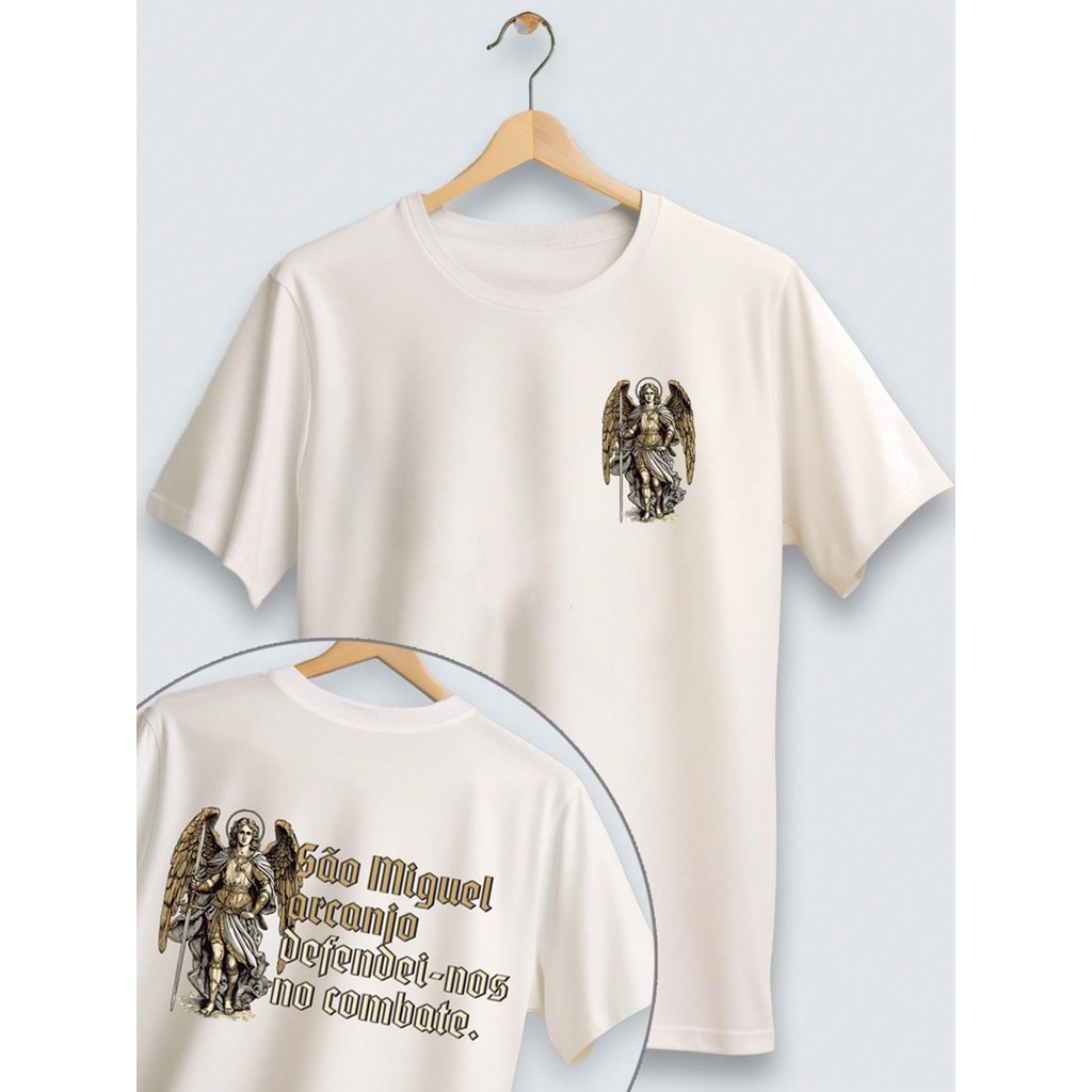 Camiseta Algodão Juvenil e Infantil Unissex Gospel São Miguel Menino Menina 100% algodao