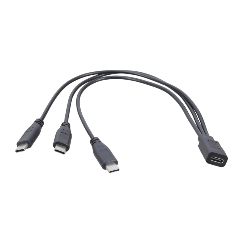 Cabo Carregador Tipo C De Saída Tripla KIN 30 Cm Para Dispositivos Móveis , Tablets E Alto-Falantes