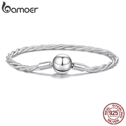 Pulseira De Prata Esterlina 925 Original Bamoer Embrulhada Com Corrente Básica Design Joias Presente Feminino