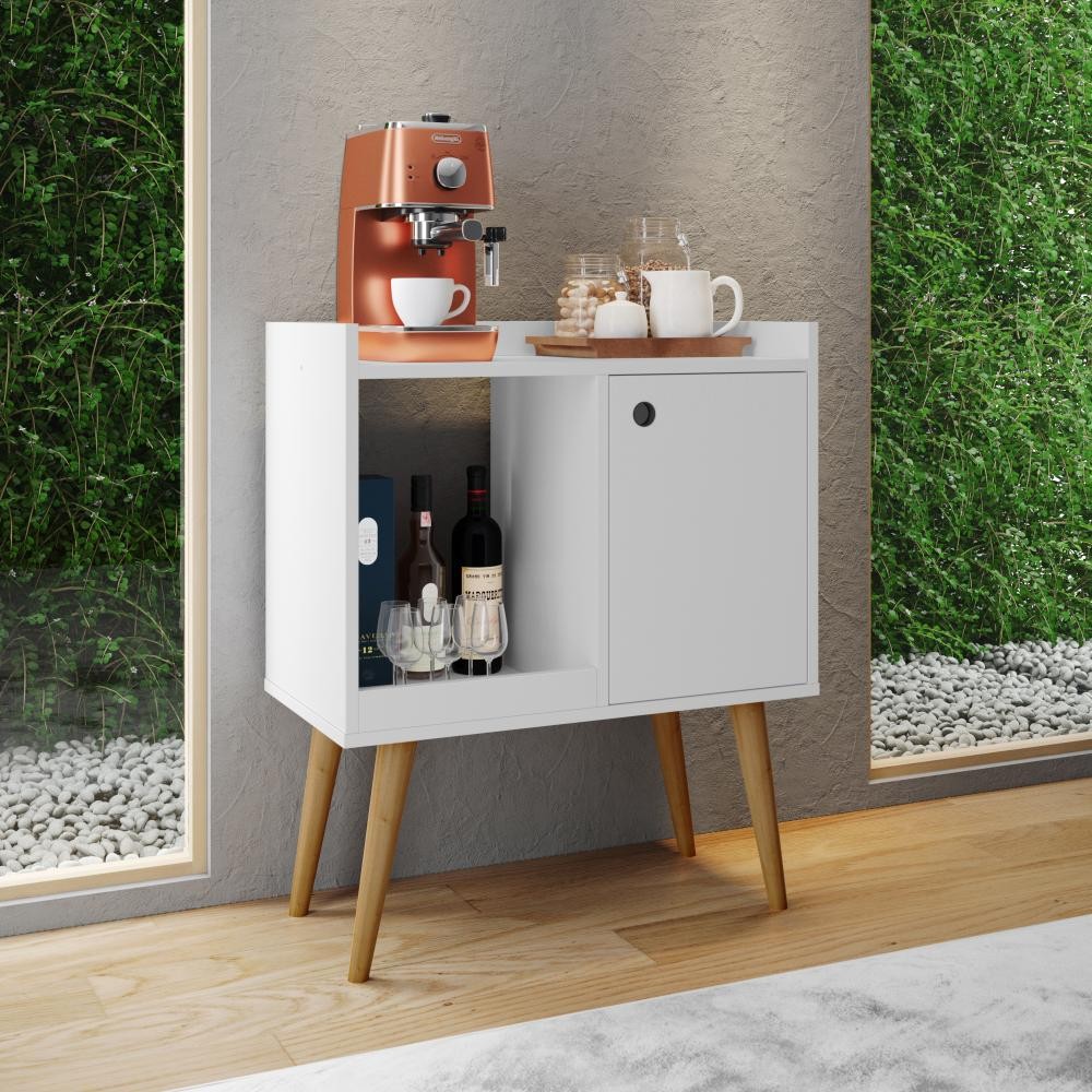 Aparador Buffet Balcão 1 Porta Decorativo Pés Palito Retrô Cantinho do Café Bar Sala de Estar Linus
