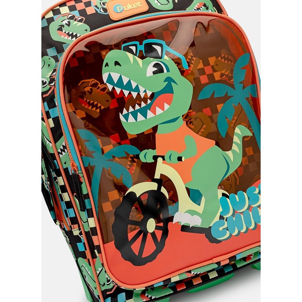 Detalhes do Mochila Escolar Menino com Rodinhas Dino Miami Puket