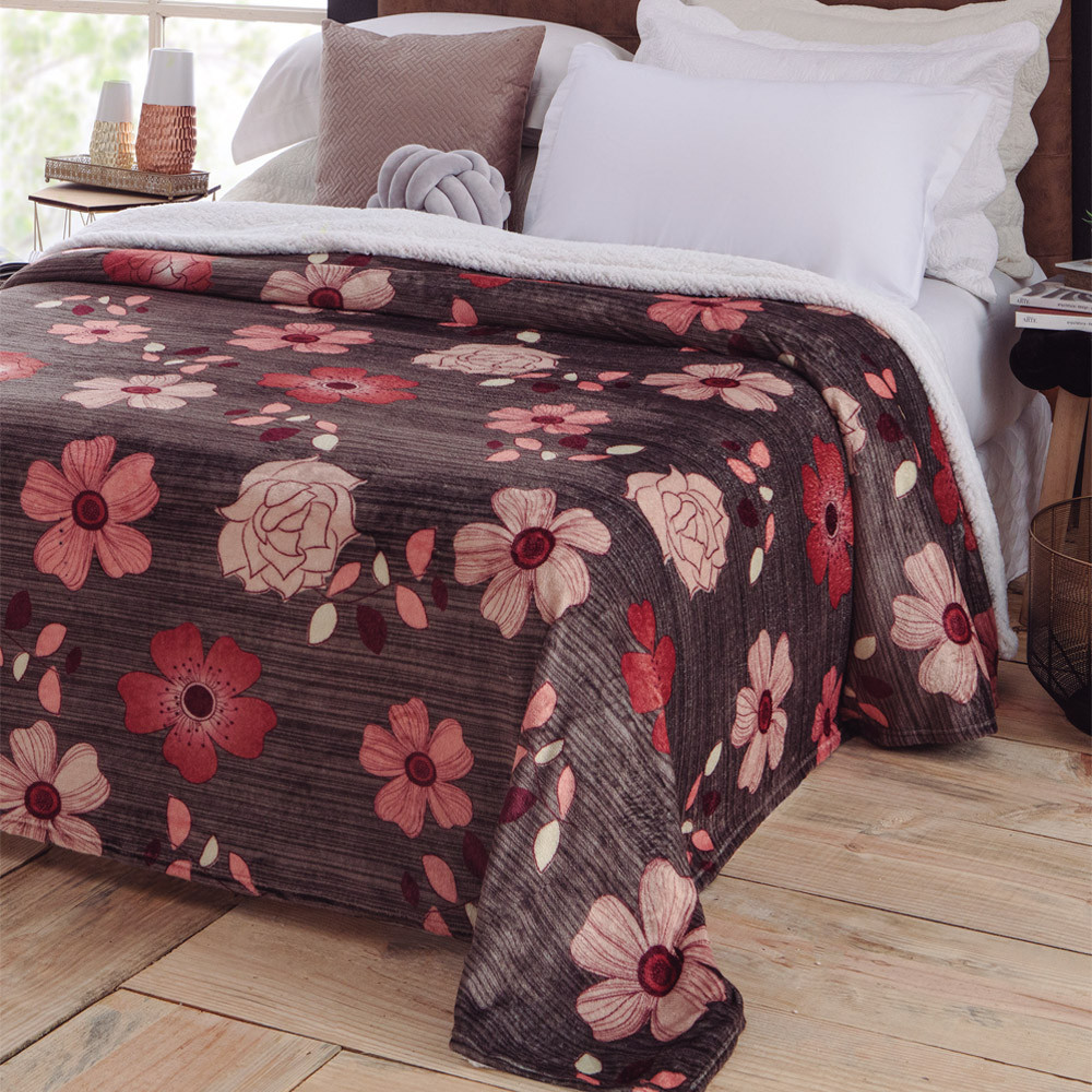 Cobertor Sherpa Estampado Dupla Face Pele De Carneiro Lã Casal 1.80 x 2.20m
