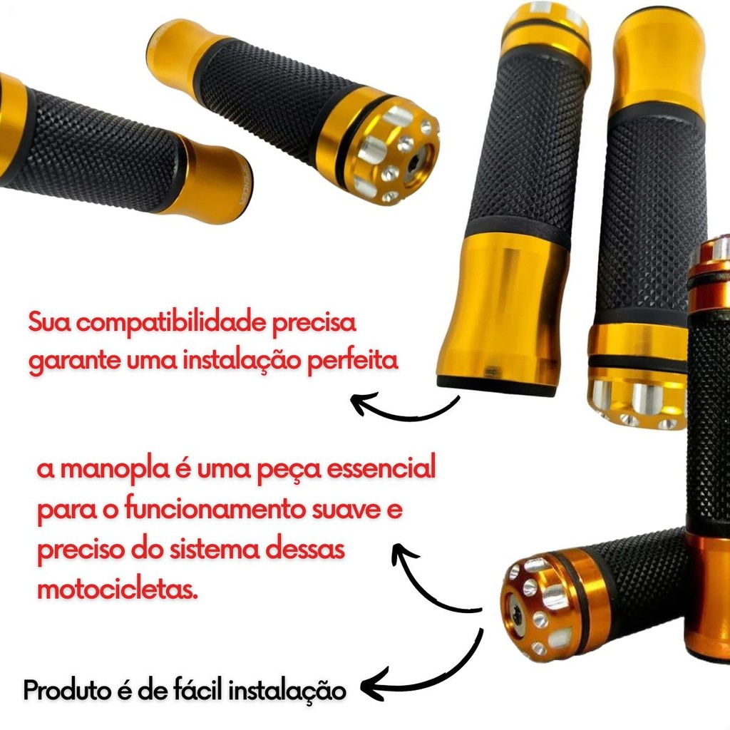 Par Manopla Moto Esportiva Alumínio Para Honda Cg Titan Fan Cb Ybr Fazer — imagem 2 de 2