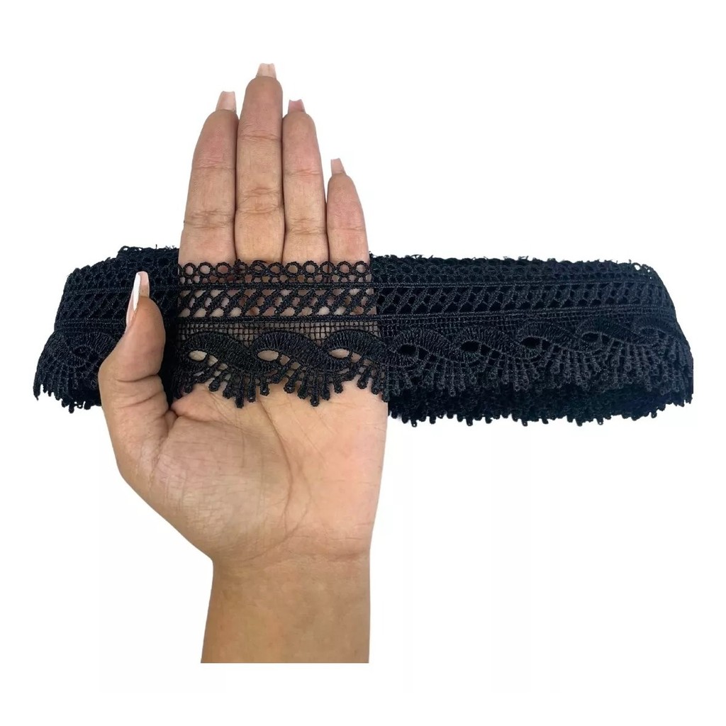 Renda Guipir CHL-589 - 5.0 Cm -  Rolo C/13.7 Metros Cor:Preto