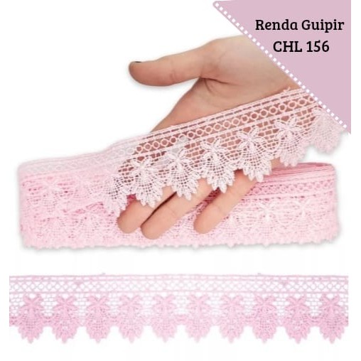 Renda Guipir CHL-156 5.0 Cm -  Rolo C/13.7 Metros Cor:Rosa-Bebe
