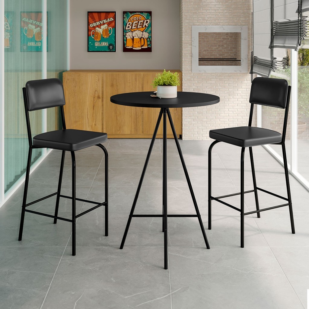 Mesa Bistrô com 2 Banquetas Milão em Oferta na Shopee