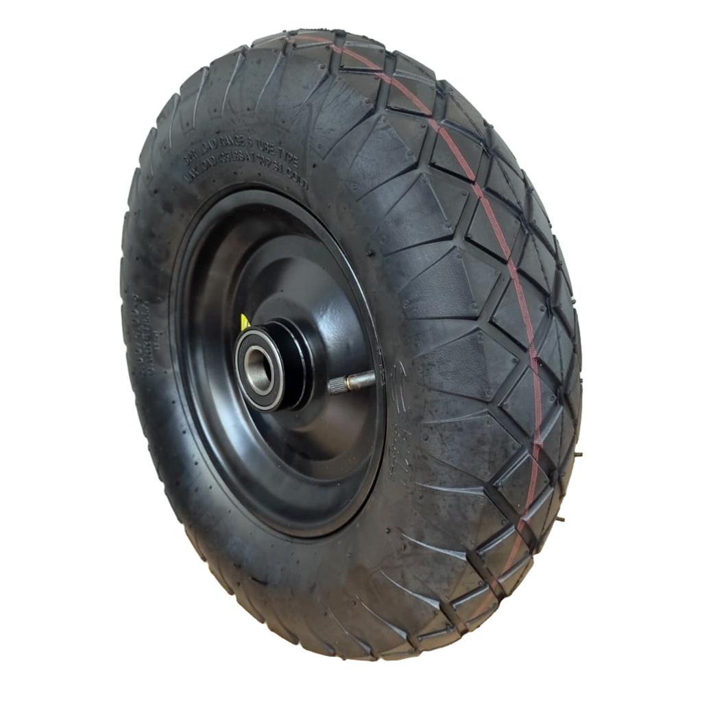 Rodado Completo 4.00-8 C/ Rolamento 6205 Carrinho Pedreiro Furo Do Eixo1" Reforçada Alta Durabilidade Resistente