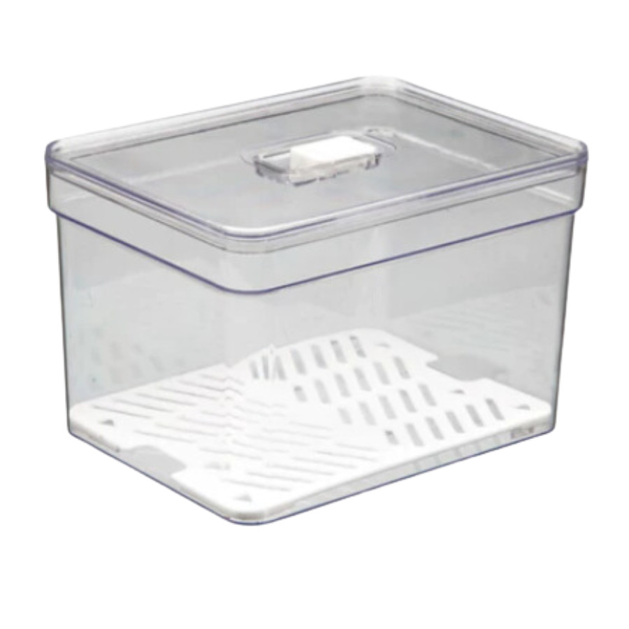 Organizador de Geladeira Quadrado 3,8 Litros C/ Tela com Tampa Multiuso Alimentos Verduras...
