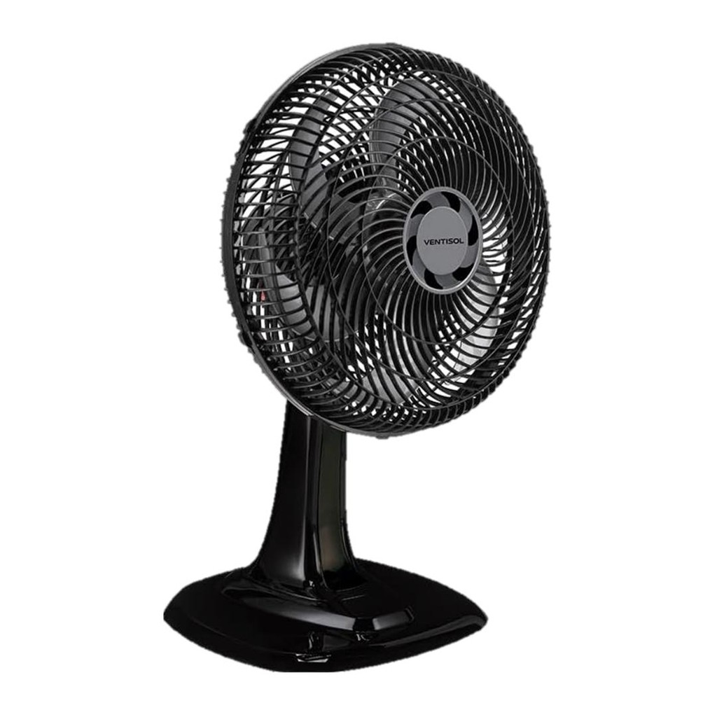Ventilador Mesa Parede 30cm Turbo 110v Preto Ventisol 6 Pás 52W Grade Wind Line Regulável 127V
