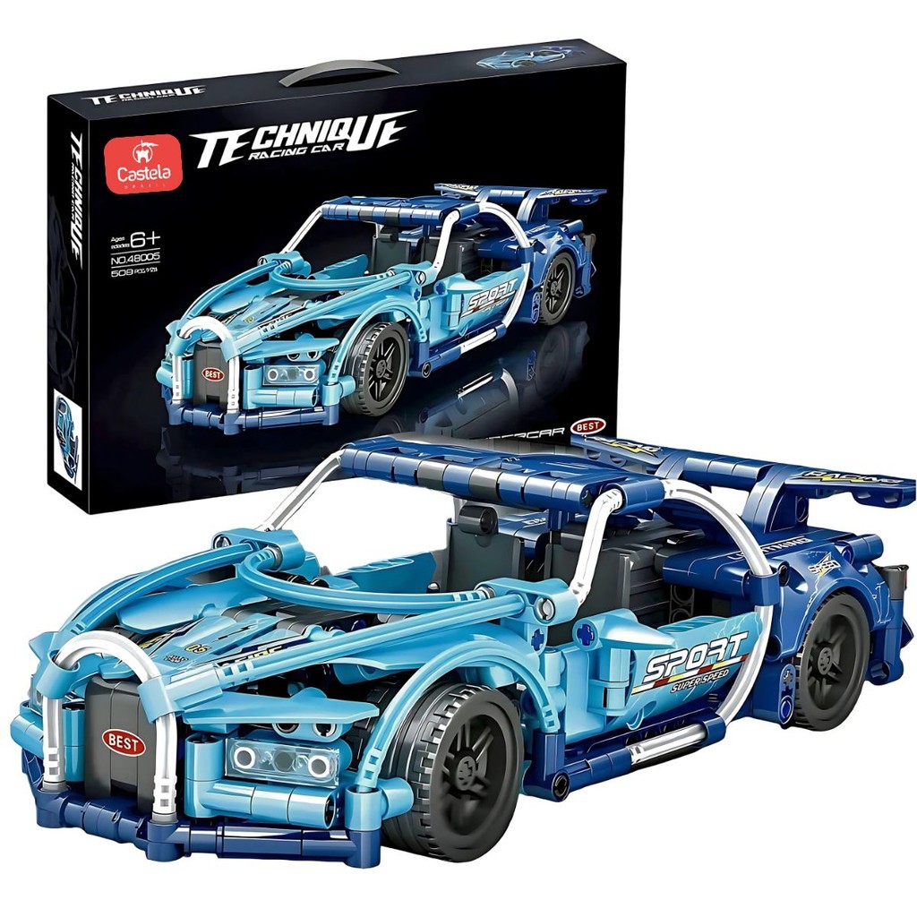 Carro Esportivo De Montar Azul 509 Peças CBS0095 - Castela em Oferta na Shopee