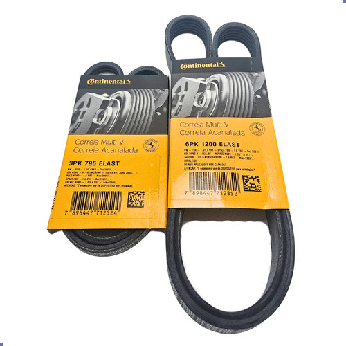 Kit Correias do Alternador e da Direção / Ar - VW Fox / Gol G5 / Polo / Saveiro - Continental em Oferta na Shopee