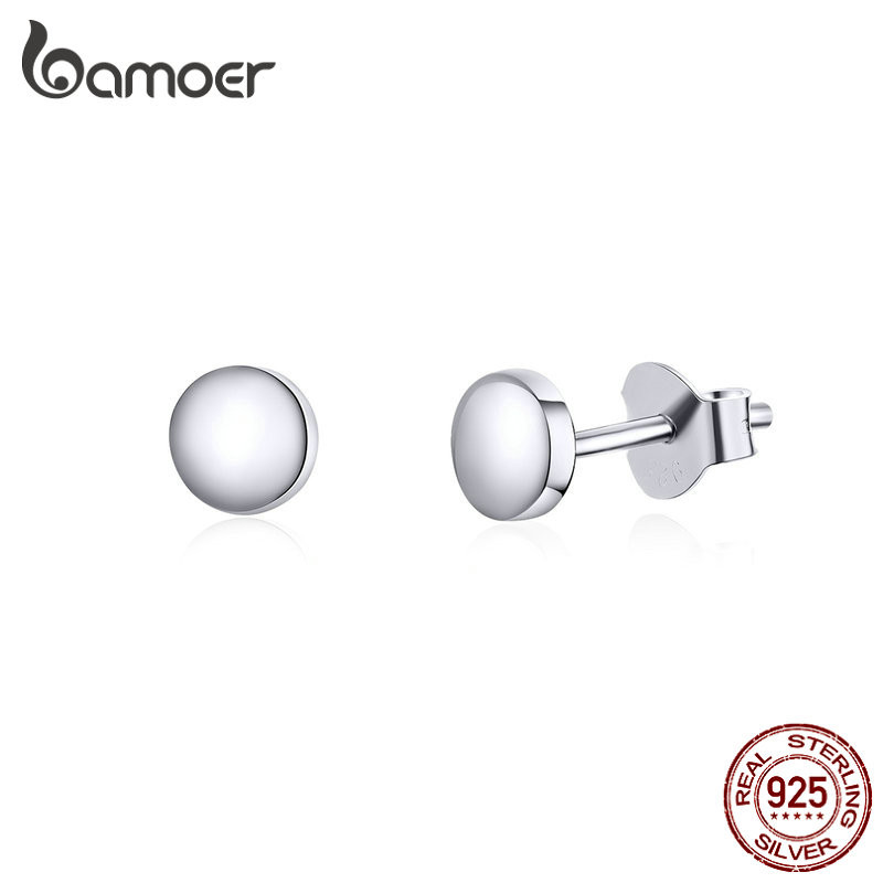 Brincos Bamoer 925 Sterling Sliver Design De Bolo Redondo Presentes Simples Para Mulheres SCE705-A em Oferta na Shopee