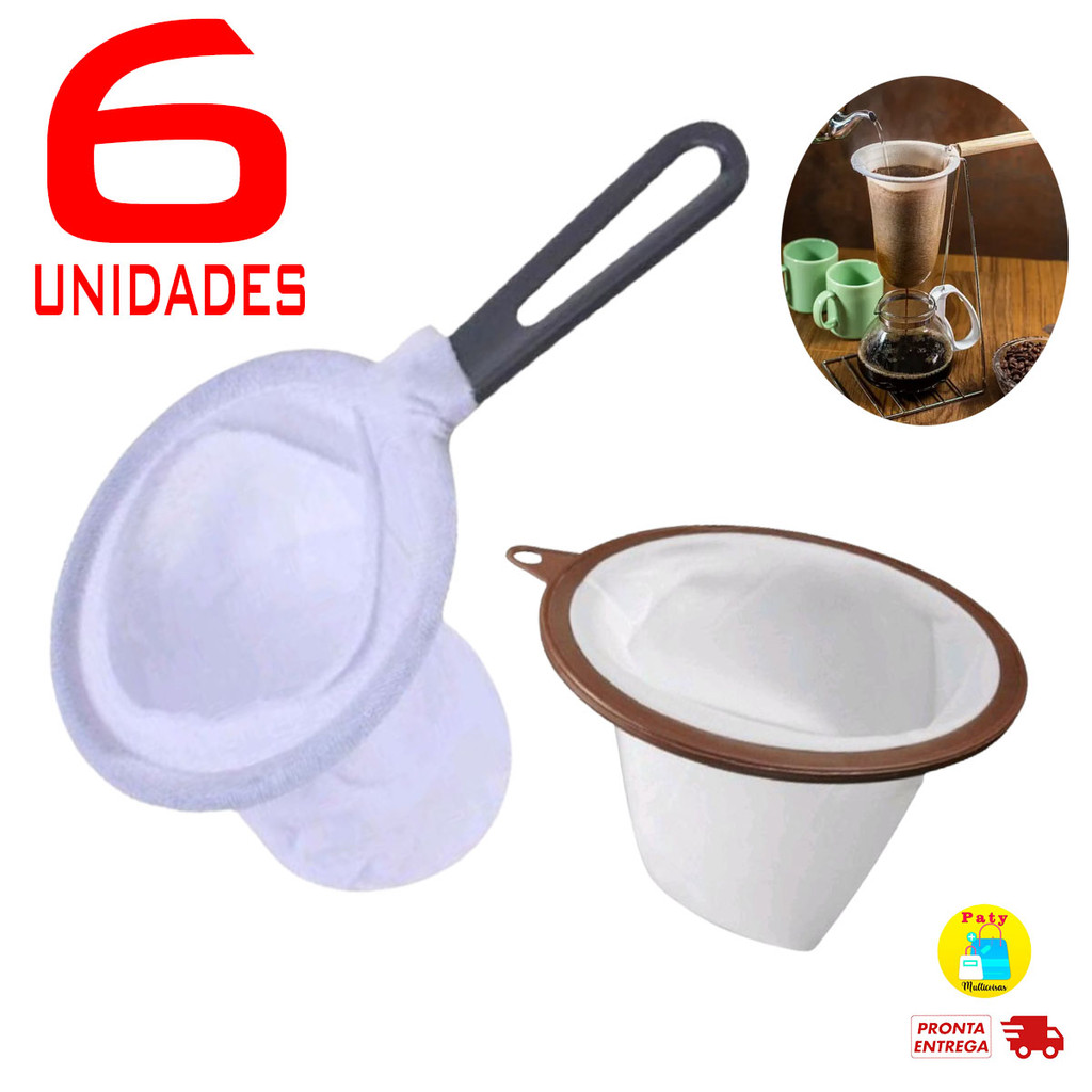 kit 6 Coador de café oleo filtro pano tnt flanela lavável reutilizável permanente 102 103 chá