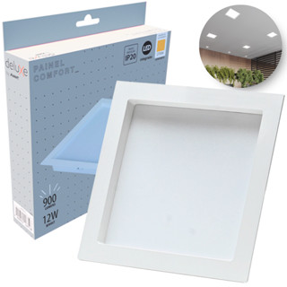 Painel Led Recuado 12w Quadrado 2700k Comfort Branco Quente 17cm 110V/220V Bivolt Branco Fosco Cód: 908050375 - Deluxe em Oferta na Shopee