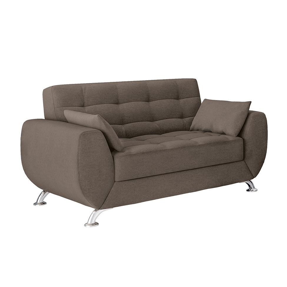 Sofá 2 Lugares Larissa Suede Castanho em Oferta na Shopee