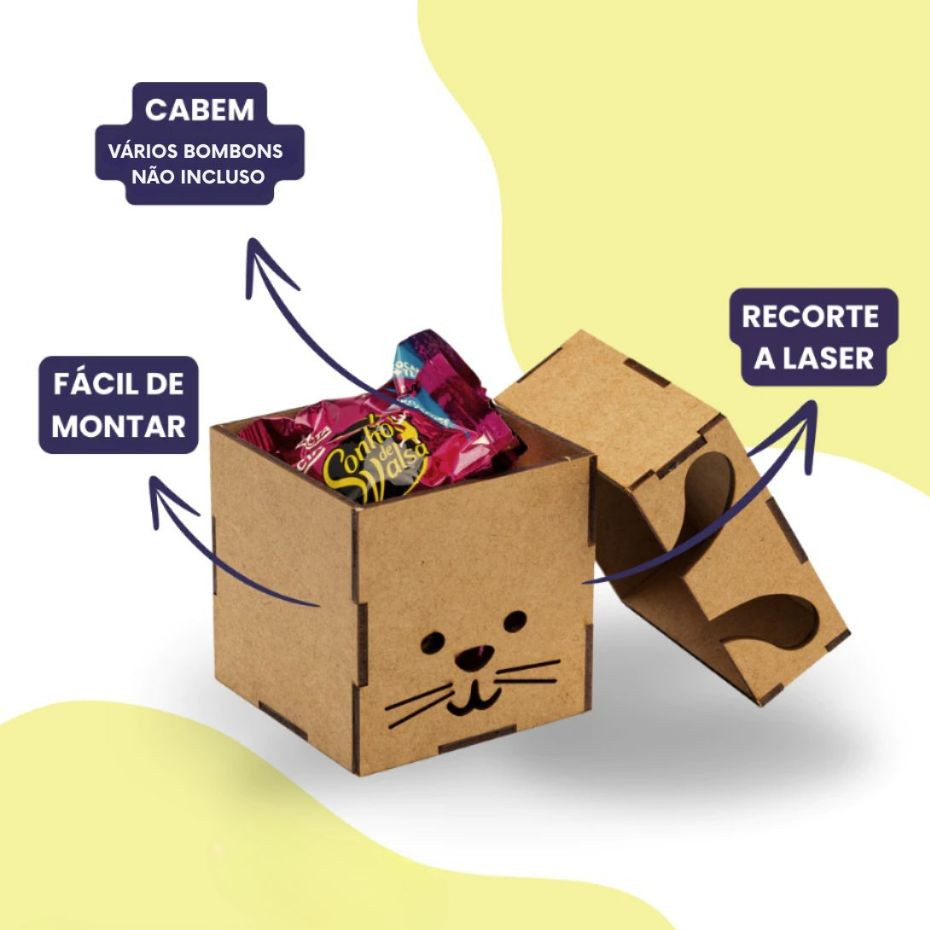 2 Caixa Caixinha Mdf Tema Coelho Pascoa brinde lembrancinha presentes Criativa kinder ovo chocolate